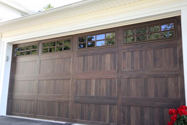 Stamped Carriage House in Mahogany w-Stockton Windows