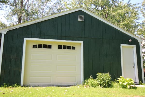 9x7 Raised Panel Garage Door (Almond) w-Madison Decorative Inserts