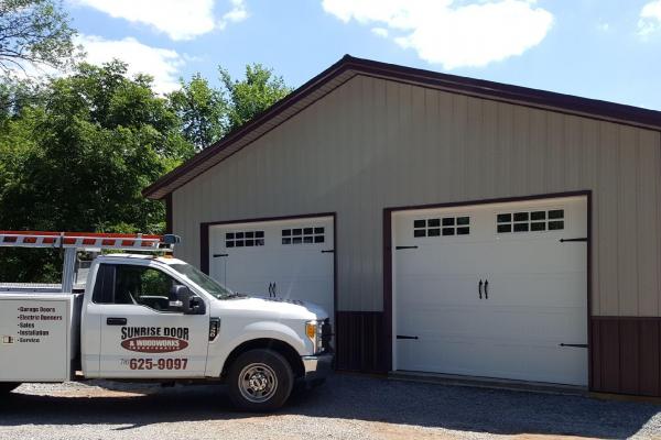 Stamped Carriage House in White w-Stockton Windows