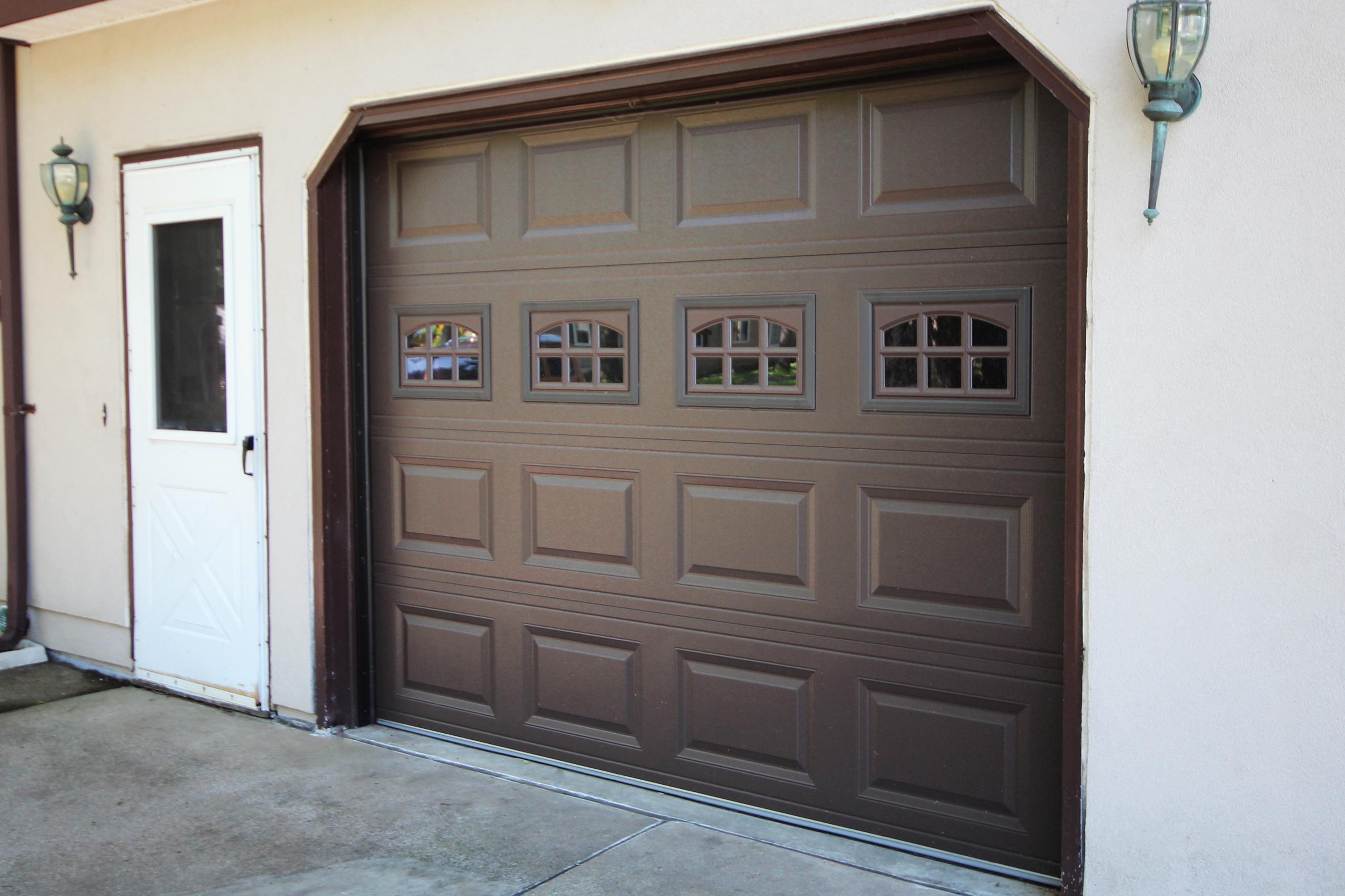 Raised Panel Door in Brown w-Cascade Windows