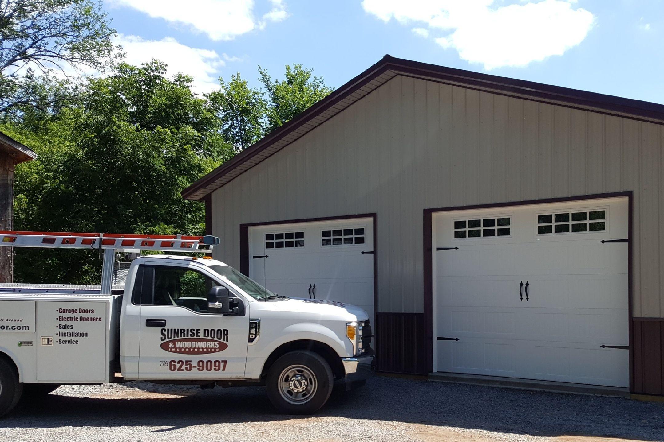 Stamped Carriage House in White w-Stockton Windows